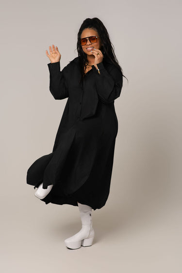 Balloon Hem Maxi Shirt Dress