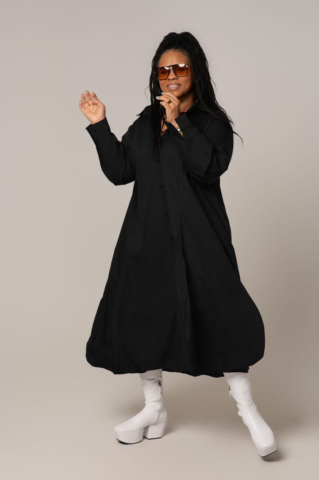 Balloon Hem Maxi Shirt Dress – Terrell Dominick