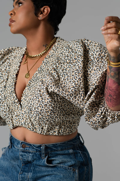 Lada Denim Puff Sleeve Cropped Top – Terrell Dominick