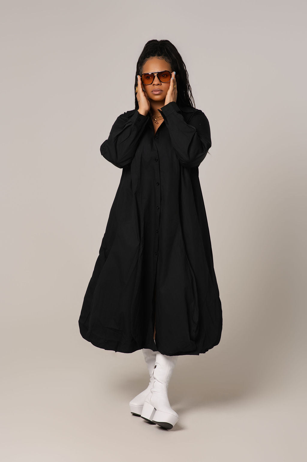 Balloon Hem Maxi Shirt Dress – Terrell Dominick