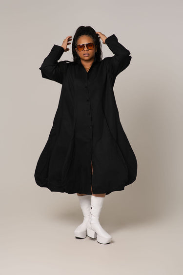 Balloon Hem Maxi Shirt Dress