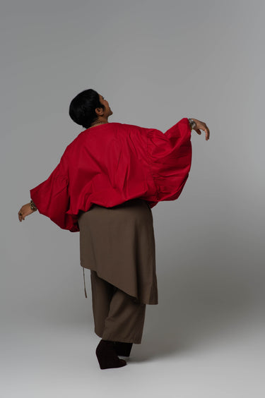 Oversized Cropped Balloon Sleeve Top