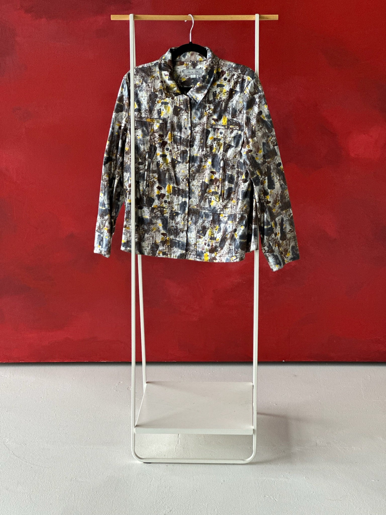 Vintage Metallic Splatter Zip Long Sleeve Shirt