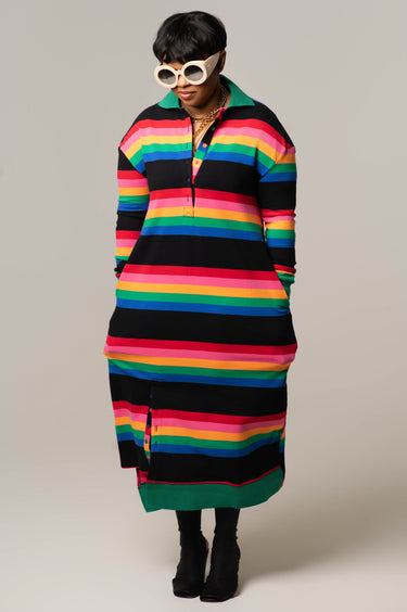 Rainbow Horizontal Stripe Shirt Dress