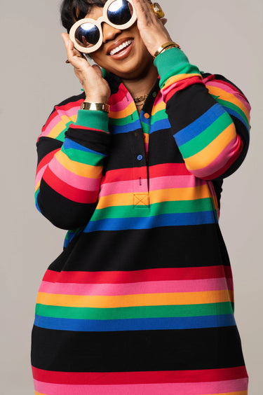 Rainbow Horizontal Stripe Shirt Dress