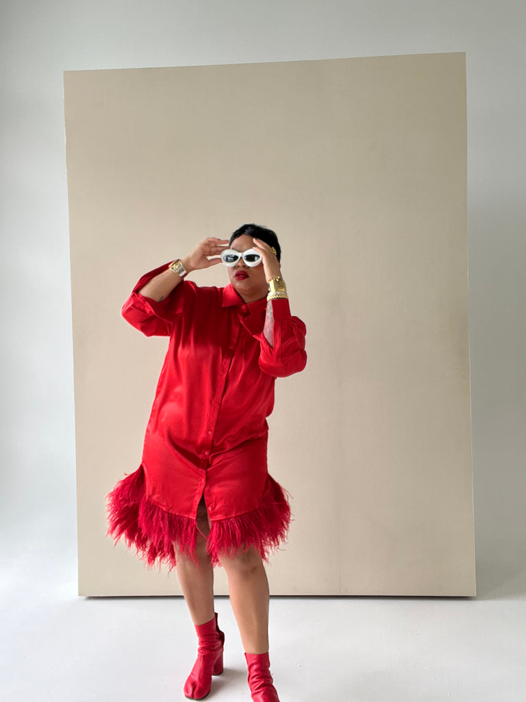 The Hi-Lo Feather Dress